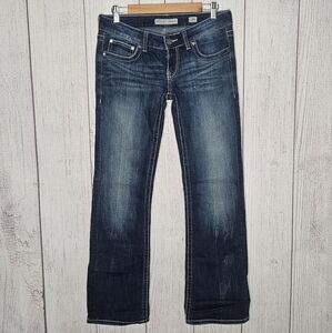 BKE Denim Starlite Low Rise Boot Flare Dark Wash Jeans ABK218, sz 28x31.5 (28R)